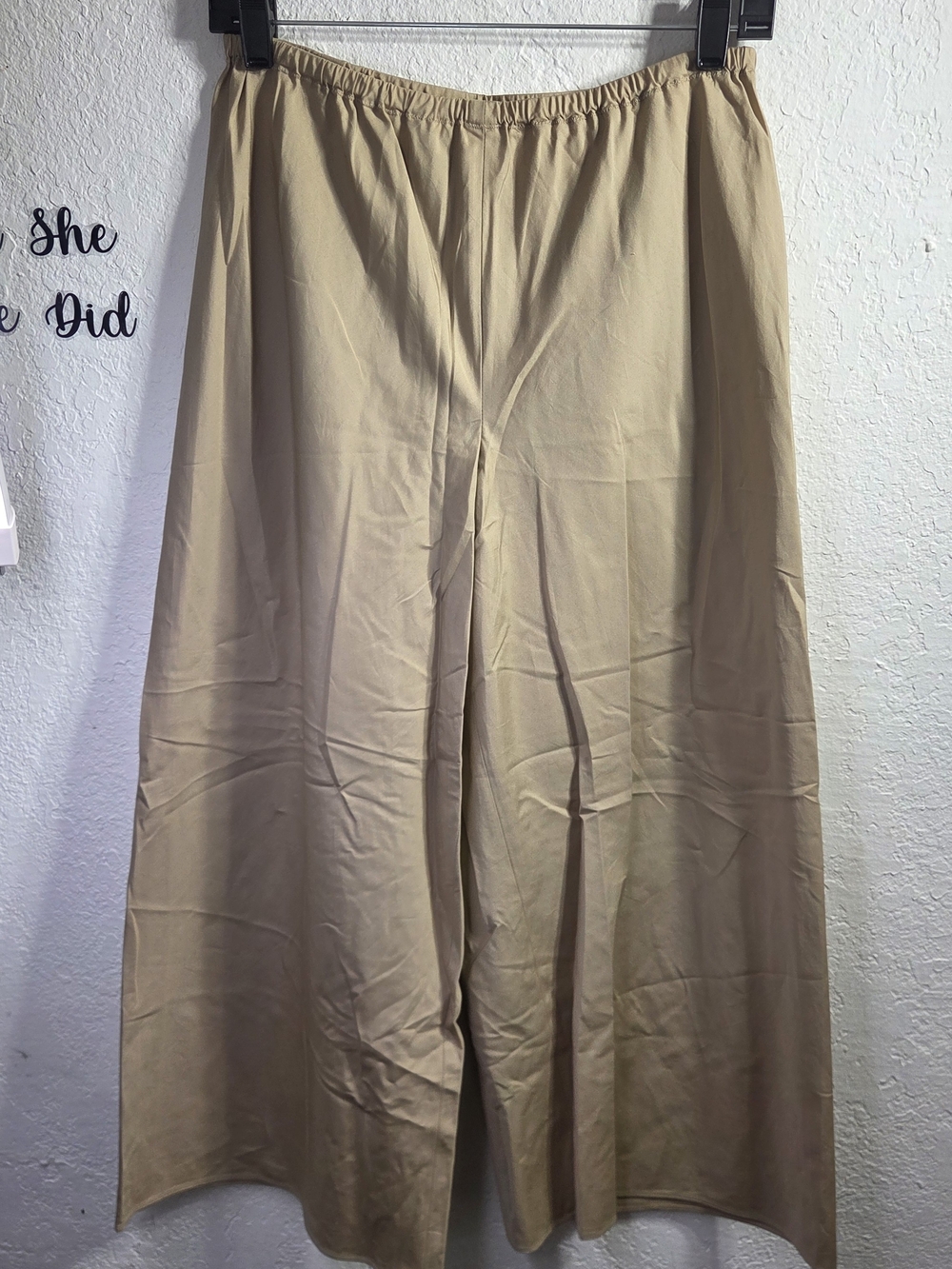 Vince Tan Beige High Waisted Wide Leg Elastic Pull On Culotte Pants Size S Small